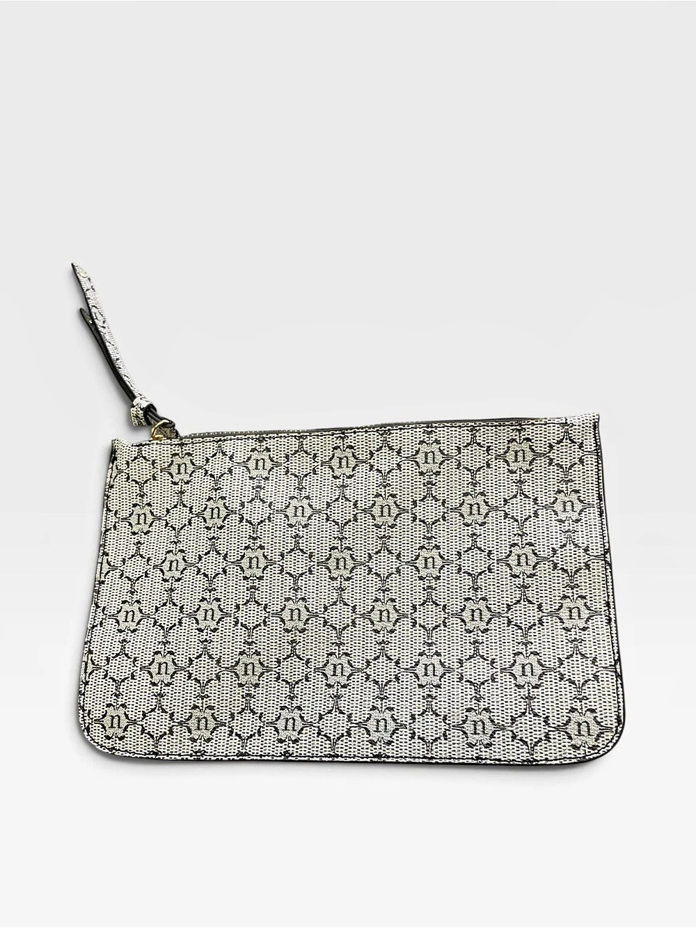 Monogram Wristlet in White & Black Like New